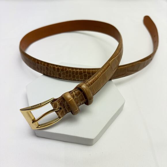 LAUREN RALPH LAUREN Women’s Belt Italian Brown Leather Croc Embossed Size L main image 12